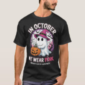 Im Oktober tragen wir Pink Ghost Brustkrebs T-Shirt (Vorderseite)