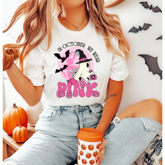 Im Oktober tragen wir Pink Ghost Halloween T-Shirt