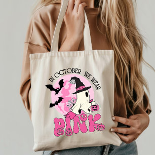 Im Oktober tragen wir Pink Ghost Halloween Tragetasche