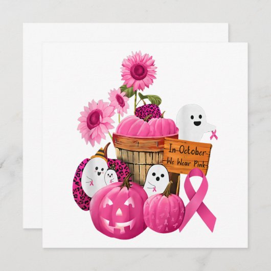 Im Oktober tragen wir Pink Ghosts & Pumpkins für B Einladung (Vorne/Hinten)