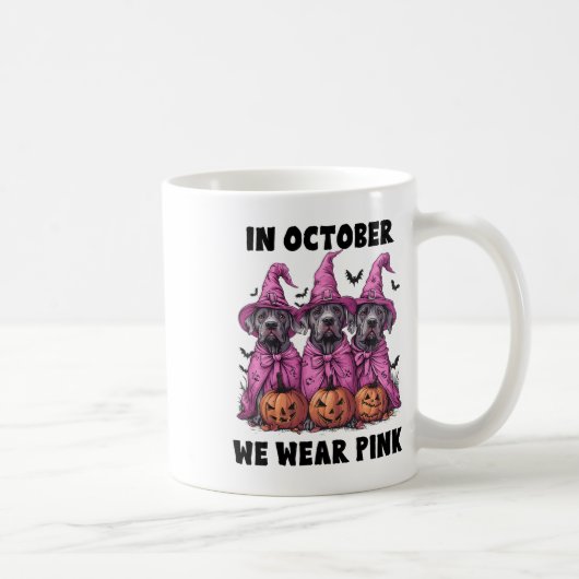 Im Oktober tragen wir Pink Great Dane Halloween Br Kaffeetasse (Rechts)