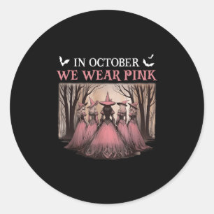 Im Oktober tragen wir Pink, Halloween Spooky Pink Runder Aufkleber