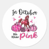 Im Oktober tragen wir Pink Horse Pumpkin Leopard B Runder Aufkleber (Vorderseite)