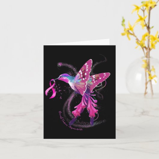 Im Oktober tragen wir Pink Hummingbird Brustkrebs Karte (Gelbe Blume)