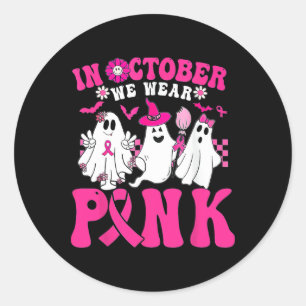 Im Oktober tragen wir Pink im Oktober Halloween-Ge Runder Aufkleber
