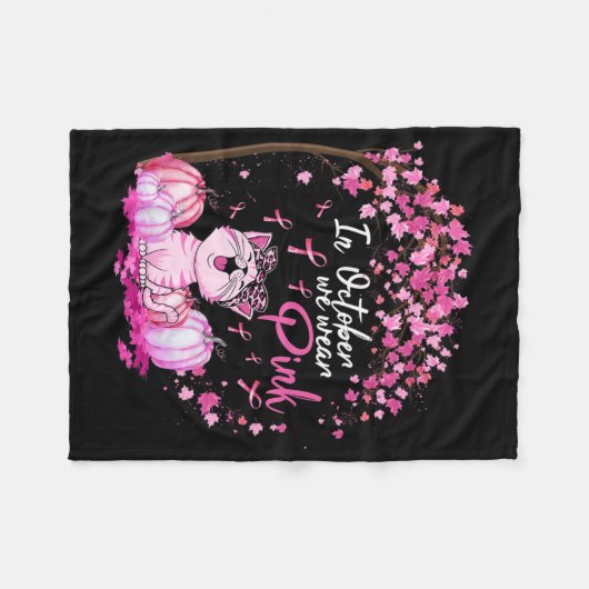 Im Oktober tragen wir Pink Leopard Katze Brustkreb Fleecedecke (Vorderseite (Horizontal))