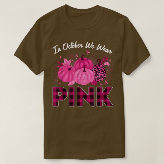 Im Oktober tragen wir Pink Leopard Pumpkin Ribbon T-Shirt (Design vorne)