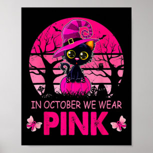 Im Oktober tragen wir Pink Niedliche Katzen Brustk Poster