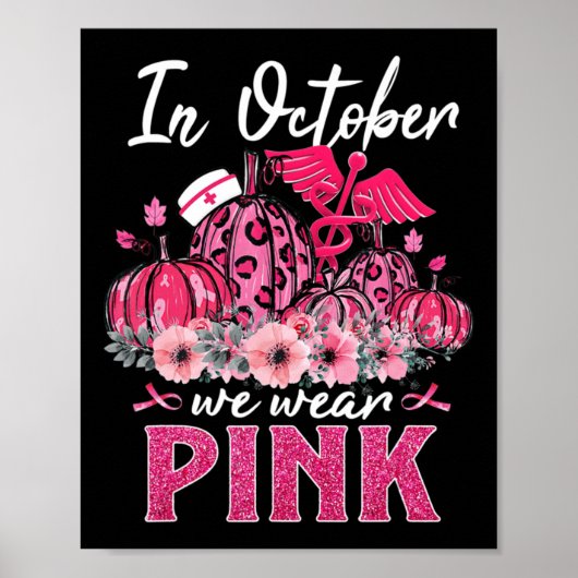 Im Oktober tragen wir Pink Nurse Life Pumpkin Leop Poster (Vorne)