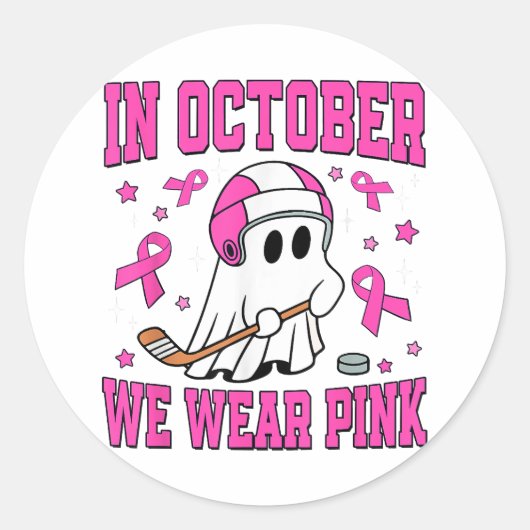 Im Oktober tragen wir Pink Play Hockey Runder Aufkleber (Vorderseite)