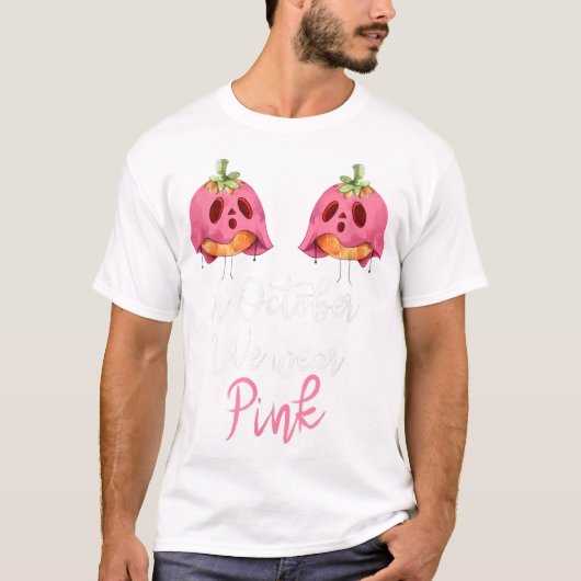Im Oktober tragen wir Pink Pumpkin Brustkrebs T-Shirt (Vorderseite)