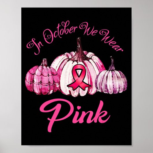 Im Oktober tragen wir Pink Pumpkin Halloween-Gesch Poster (Vorne)