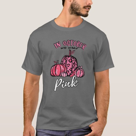 Im Oktober tragen wir Pink Pumpkin Halloween-Gesch T-Shirt (Vorderseite)
