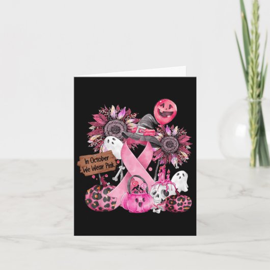 Im Oktober tragen wir Pink Ribbon Ghost Halloween Karte (Vorderseite)