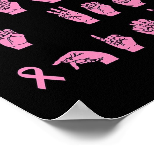 Im Oktober tragen wir Pink Sign Language Breast Ca Poster (Ecke)