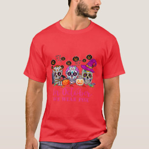 Im Oktober tragen wir Pink Sugar Skull Brustkrebs T-Shirt
