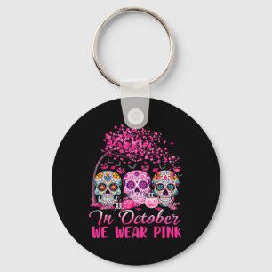 Im Oktober tragen wir Pink Sugar Skull Halloween B Schlüsselanhänger