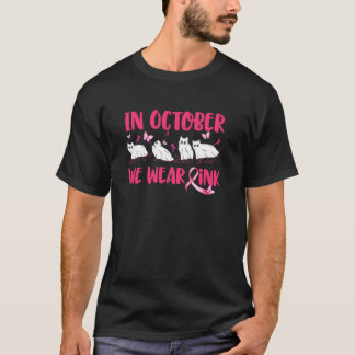 Im Oktober tragen wir pinkfarbene Brustkrebskatze T-Shirt