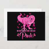 Im Oktober tragen wir pinkfarbene Dinosaurier Brus Postkarte (Vorne/Hinten)