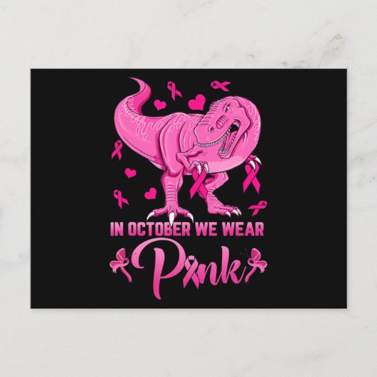 Im Oktober tragen wir pinkfarbene Dinosaurier Brus Postkarte (Vorderseite)