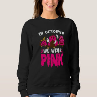 Im Oktober tragen wir rosa Band Geist Kürbis Brust Sweatshirt