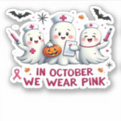 Im Oktober tragen wir rosa Brustkrebs-Bewusstsein  Aufkleber (Vorderseite)