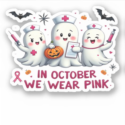 Im Oktober tragen wir rosa Brustkrebs-Bewusstsein Aufkleber (Vorderseite)
