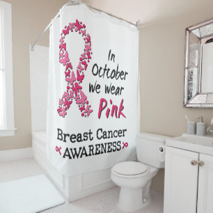 Im Oktober tragen wir rosa Brustkrebs-Bewusstsein Duschvorhang