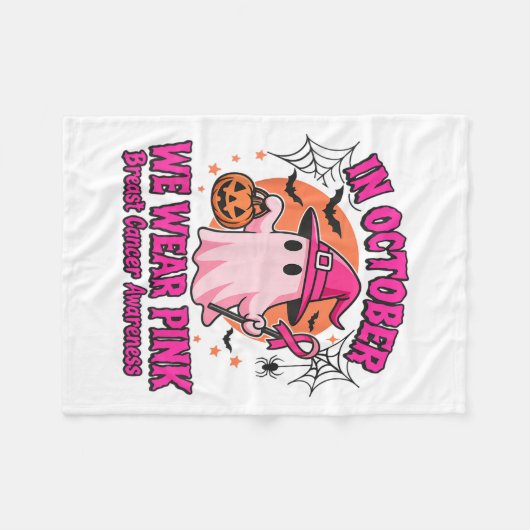 Im Oktober tragen wir rosa Brustkrebs-Bewusstsein  Fleecedecke (Vorderseite (Horizontal))