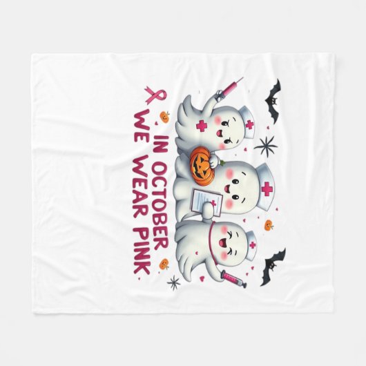Im Oktober tragen wir rosa Brustkrebs-Bewusstsein Fleecedecke (Vorderseite (Horizontal))