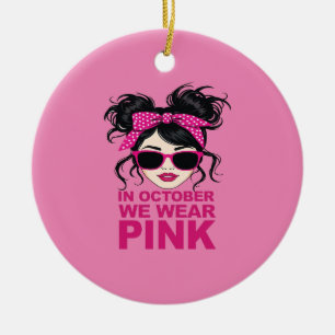 Im Oktober tragen wir rosa Brustkrebs-Bewusstsein Keramik Ornament