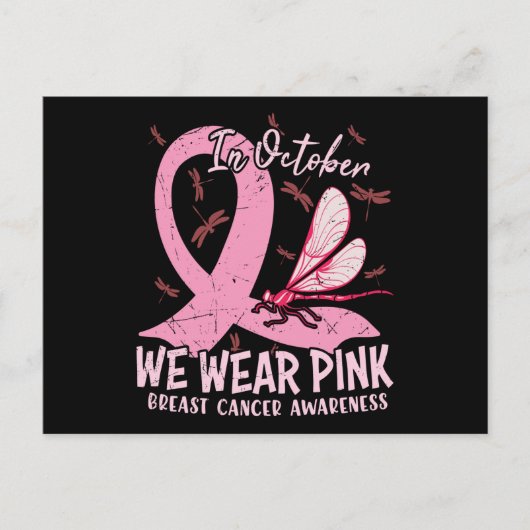 Im Oktober tragen wir rosa Brustkrebs-Bewusstsein Postkarte (Vorderseite)