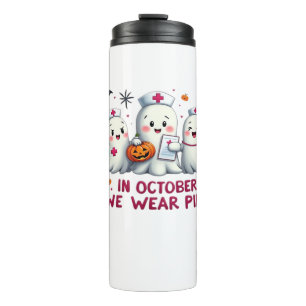 Im Oktober tragen wir rosa Brustkrebs-Bewusstsein  Thermosbecher