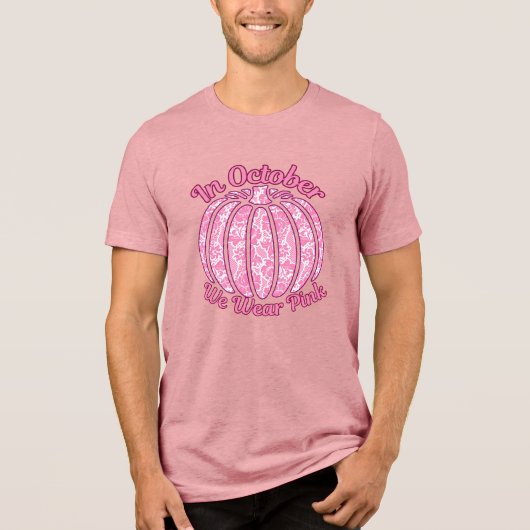 Im Oktober tragen wir rosa Brustkrebs-Bewusstsein Tri-Blend Shirt (Vorderseite)