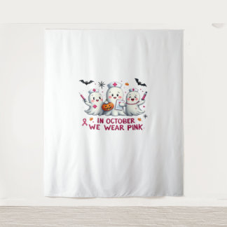 Im Oktober tragen wir rosa Brustkrebs-Bewusstsein  Wandteppich