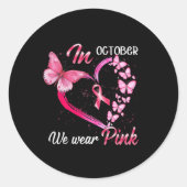 Im Oktober tragen wir rosa Brustkrebs Butterfly Pi Runder Aufkleber (Vorderseite)