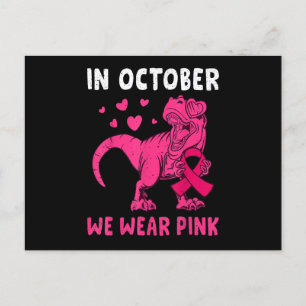 Im Oktober tragen wir rosa Brustkrebs Dinosaurier Einladungspostkarte