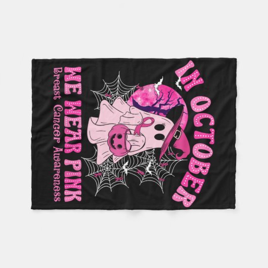 Im Oktober tragen wir rosa Brustkrebs Frauen Geist Fleecedecke (Vorderseite (Horizontal))