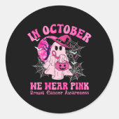 Im Oktober tragen wir rosa Brustkrebs Frauen Geist Runder Aufkleber (Vorderseite)