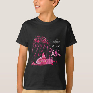 Im Oktober tragen wir rosa Brustkrebs Gnome Pumpki T-Shirt