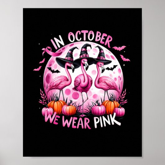 Im Oktober tragen wir rosa Brustkrebs Halloween Poster (Vorne)