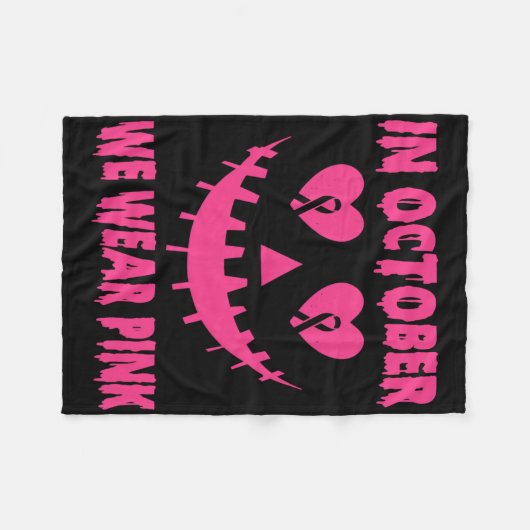 Im Oktober tragen wir rosa Brustkrebs Halloween Pu Fleecedecke (Vorderseite (Horizontal))