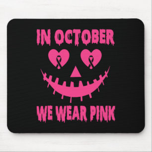 Im Oktober tragen wir rosa Brustkrebs Halloween Pu Mousepad