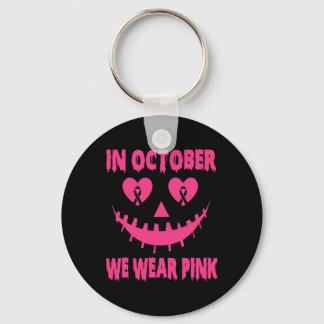 Im Oktober tragen wir rosa Brustkrebs Halloween Pu Schlüsselanhänger