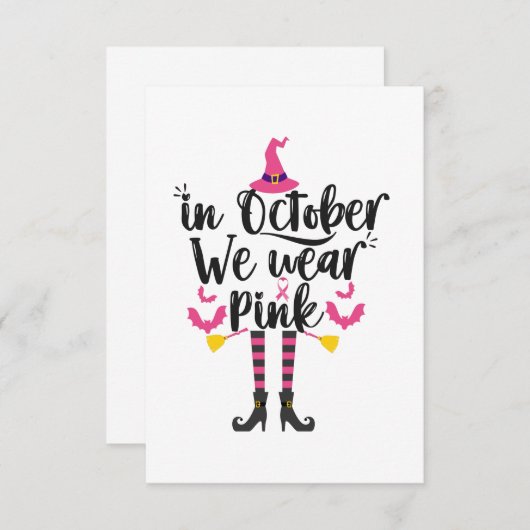 Im Oktober tragen wir rosa Brustkrebs, Hexengesche RSVP Karte (Vorne/Hinten)