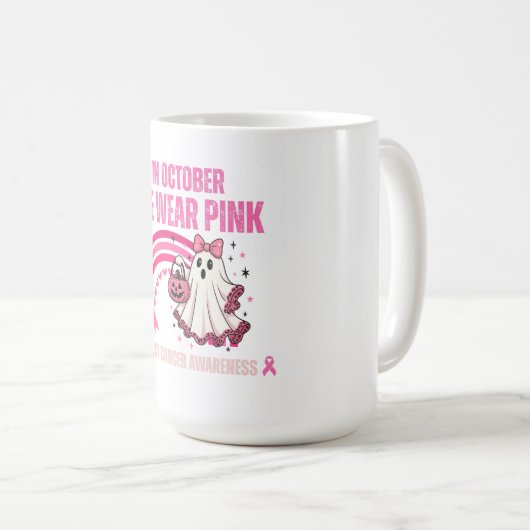 Im Oktober tragen wir rosa Brustkrebs Kaffeetasse (VorderseiteRechts)