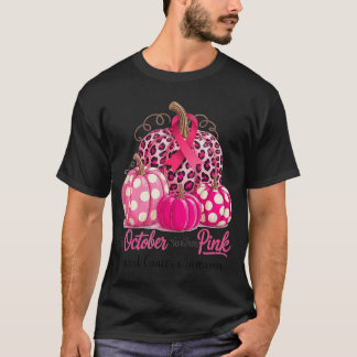 im Oktober tragen wir rosa Brustkrebs-Kürbis Herbs T-Shirt