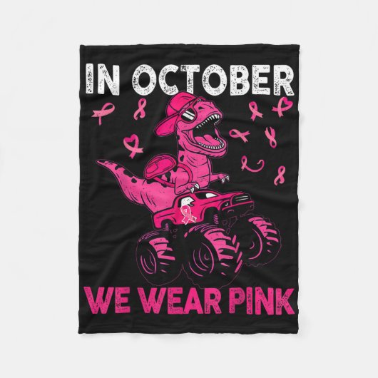 Im Oktober tragen wir rosa Brustkrebs Trex Dino Ki Fleecedecke (Vorderseite)