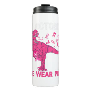 Im Oktober tragen wir rosa Brustkrebs Trex Dino Ki Thermosbecher