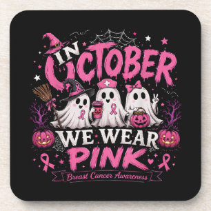 Im Oktober tragen wir Rosa Brustkrebsaufklärung Getränkeuntersetzer